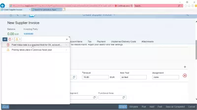 Solve the error field value date is a required field for G/L account : Error in SAP FIORI application create supplier invoice field value date is a required field for General Ledger account