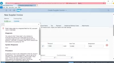 Solve the error field value date is a required field for G/L account : Error description field value date is a required field for G/L account