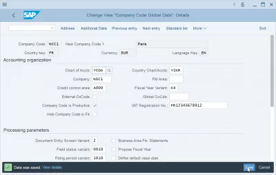 SAP How to solve error The company code does not exist or has not been fully maintained : S4 HANA: Save company code data