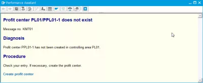 Ang profit center ay hindi umiiral para sa petsa ng SAP