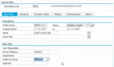 Profit center does not exist for date SAP : Profit Center creation basic data entry 