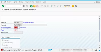 Comment résoudre SAP Purchasing organisation non responsable de la division : Erreur dans l'écran de création d'enregistrement des informations d'achat