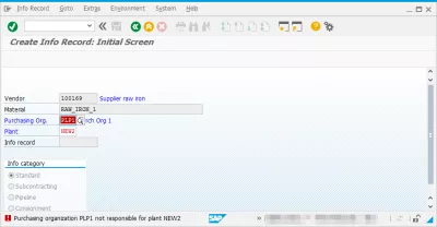 How to solve SAP Purchasing organization not responsible for plant : Error in Purchase Info Record creation screen 