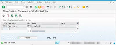 How to solve SAP Purchasing organization not responsible for plant : Purchasing organization assignment to plant saved 