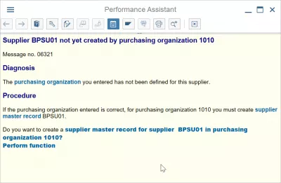 ไม่ได้สร้างผู้จัดจำหน่ายเพื่อจัดซื้อองค์กร : S4 HANA: องค์กรการจัดซื้อที่คุณป้อนยังไม่ได้กำหนดไว้สำหรับผู้จัดหานี้