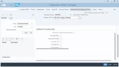 Supplier has not been created for purchasing organization : S4 HANA: Switch between display and change