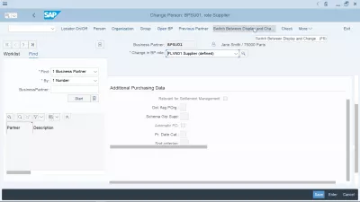 ไม่ได้สร้างผู้จัดจำหน่ายเพื่อจัดซื้อองค์กร : S4 HANA: สลับระหว่างจอแสดงผลและเปลี่ยน