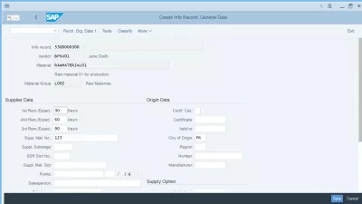 ไม่ได้สร้างผู้จัดจำหน่ายเพื่อจัดซื้อองค์กร : S4 HANA: สร้างข้อมูลทั่วไปบันทึกข้อมูล