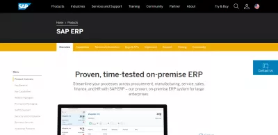 TOP 5 best business ERP systems : SAP website main page