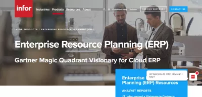 최고의 5 대 비즈니스 ERP 시스템 : Infor 웹 사이트 홈페이지
