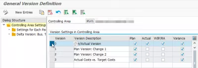 SAP version 0 is not defined for fiscal year : Controlling area version selection