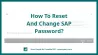 How To Reset And Change SAP Password?